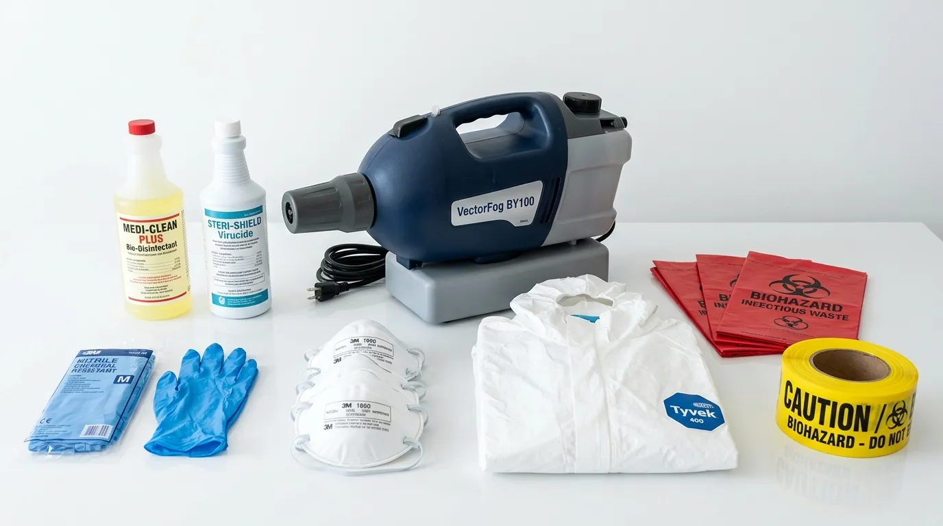 Professional biohazard remediation crew working in Coral Gables